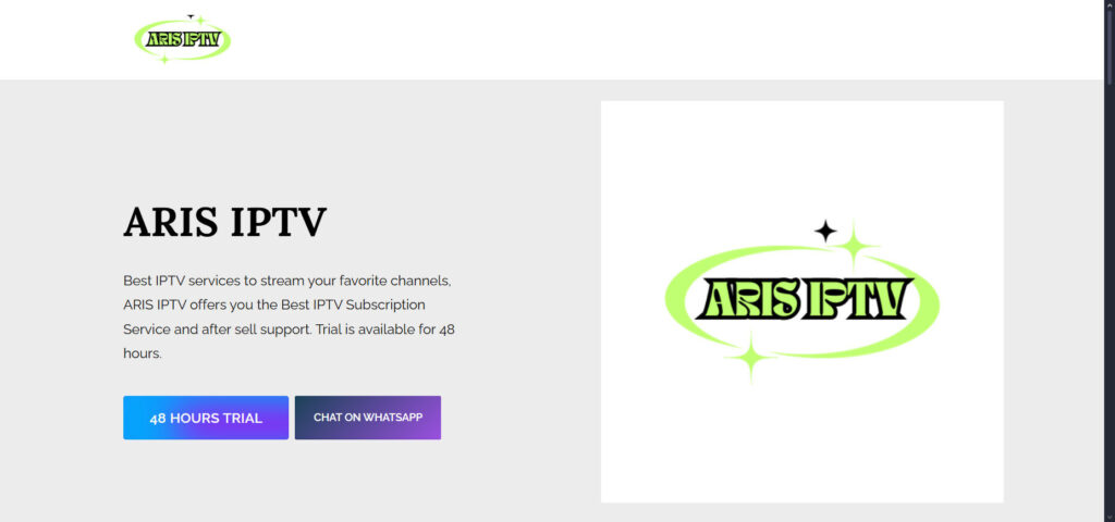 Aris IPTV homepage