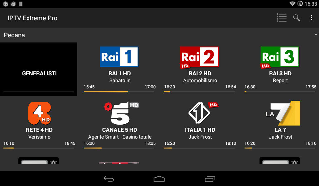 IPTV Extreme Pro Main screen