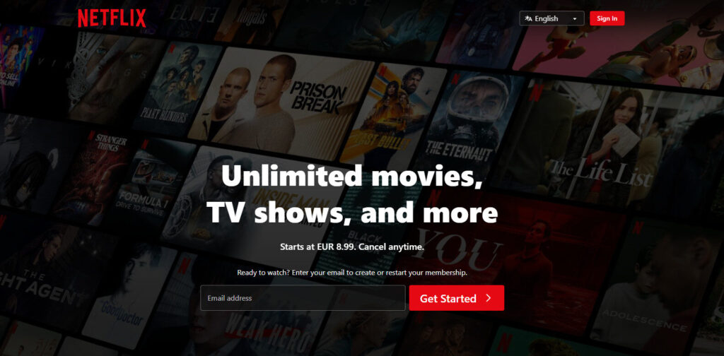 Netflix homepage - install step 1