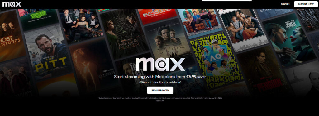 HBO Max Homepage - install step 1