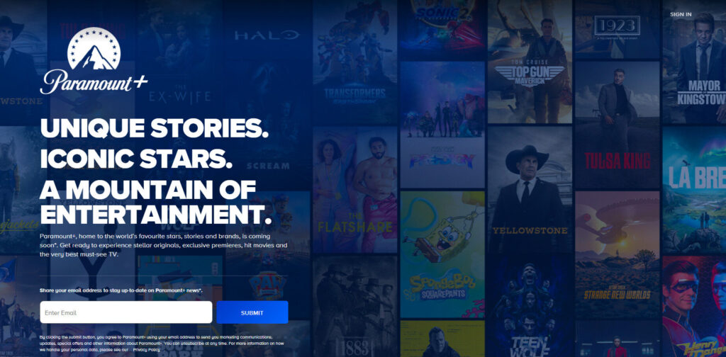 Paramount+ Homepage - install step 1