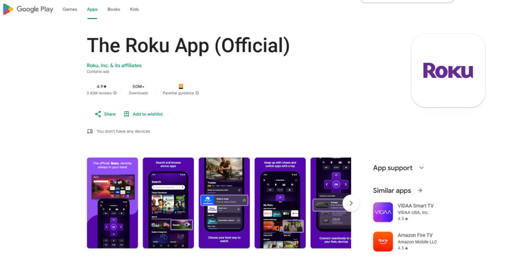 Roku APP in Google Play