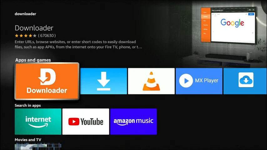 Installing Downloader app on Firestick"